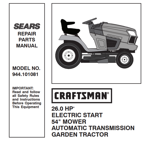 944.101081 Manual Craftsman Garden Tractor