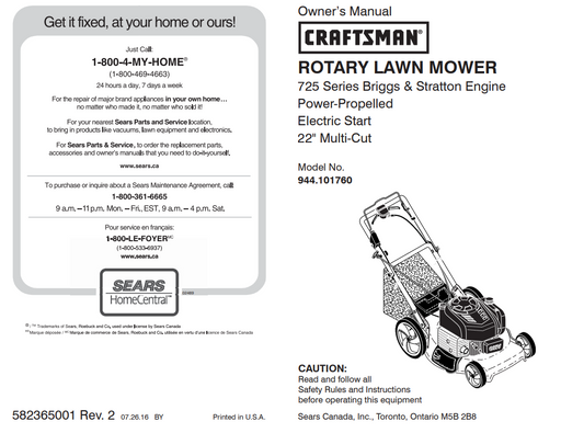 944.101760 Rotary Lawn Mower 364760