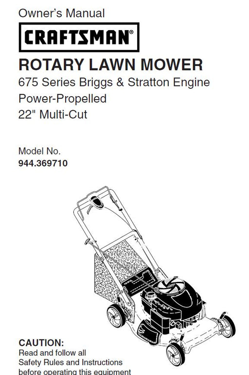 944.369710 Manual for Craftsman Lawn Mower Self-Propelled 22"