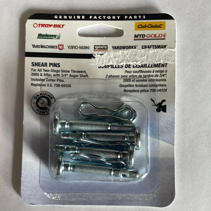 738-04124 MTD Craftsman Snowblower SHEAR PIN Kit OEM-738-04124 Set of 4