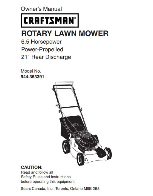 944.363391 Manual for Craftsman 21" Power-Propelled Lawn Mower