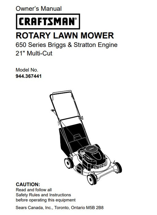 944.367441 Manual for Craftsman 21" Multi-Cut Lawn Mower - drmower.ca