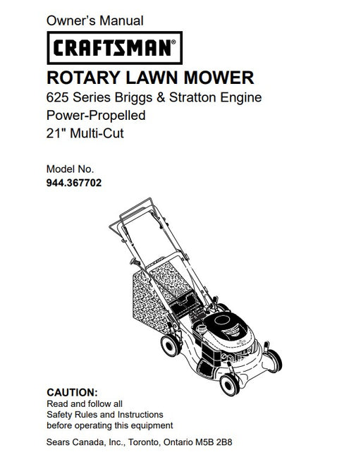 944.367702 Manual for Craftsman 21" Multi-Cut Power-Propelled Lawn Mower - drmower.ca