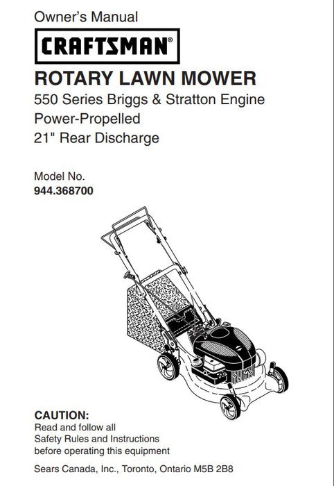 944.368700 Manual for Craftsman 21" Rear Discharge Lawn Mower - drmower.ca