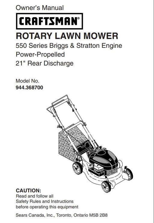 944.368700 Manual for Craftsman 21" Rear Discharge Lawn Mower