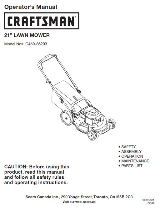 C459-36203 Manual for Craftsman MTD 21" Lawnmower  | DRMower.ca