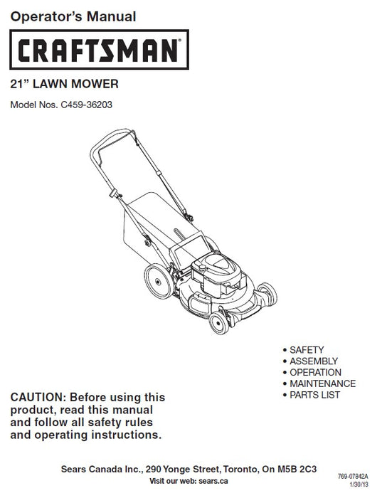 C45936203 Manual for Craftsman MTD 21" Lawnmower — DR Mower Parts