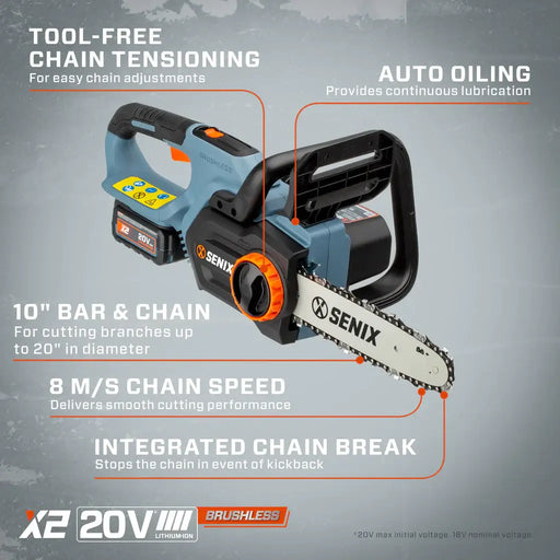 CSX2-M-0 20 Volt Max 10-Inch Cordless Chain Saw - Tool Only | DRMower.ca