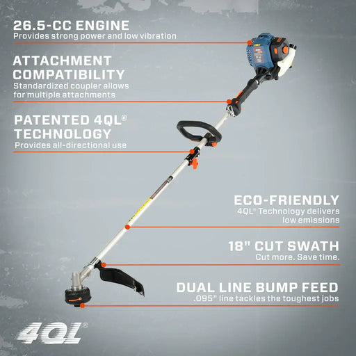 GTS4QL-L Senix 4QL 26.5 cc 4-Cycle Gas Powered String Trimmer