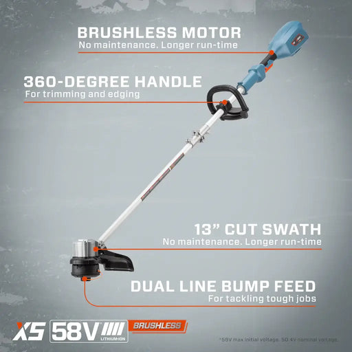 GTSX5-M Senix 58 Volt Max Cordless Brushless String Trimmer Kit