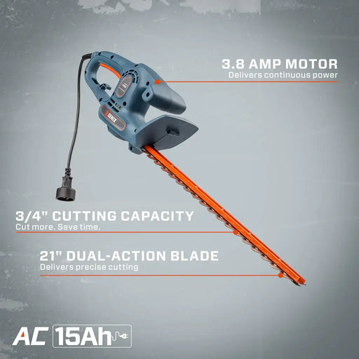 HTE3.8-L 21-Inch 3.8 Amp Corded Electric Hedge Trimmer | DRMower.ca