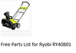 RY40801 Ryobi Snowblower Parts List