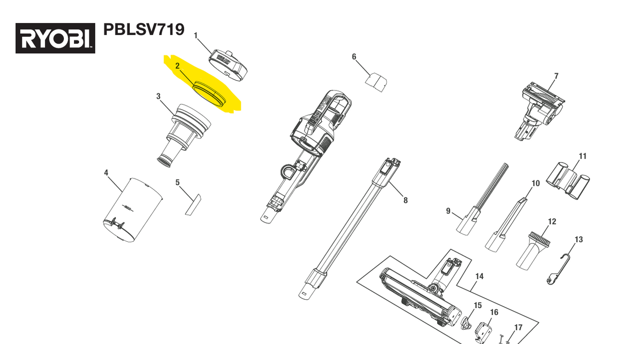 903904004 Ryobi Hepa Filter for One+ Stick Vacuums