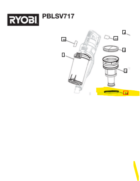 544997002 Ryobi Vacuum Dust Cup Gasket