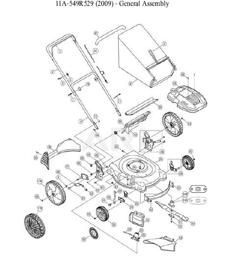 11A-549R529 Parts List for MTD Pro Lawn Mower (2009)