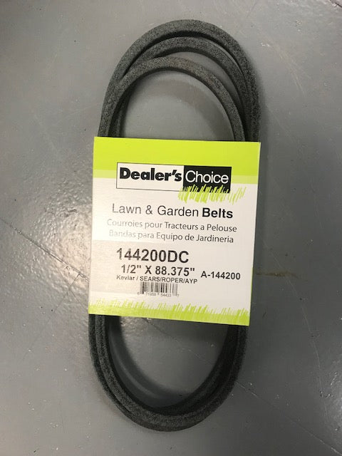 DEALERS CHOICE 144200DC REPLACES AYP 144200 PRIMARY DECK BELT 1/2 X 88-3/8" FITS SEARS HUSQVARNA 36" to 42" Decks (2 Blades )