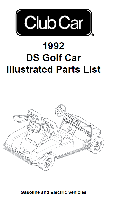 Parts Manual for Club Car DS Golf Cart 1992