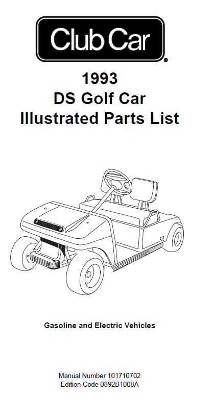 Parts Manual for Club Car DS Golf Cart 1993
