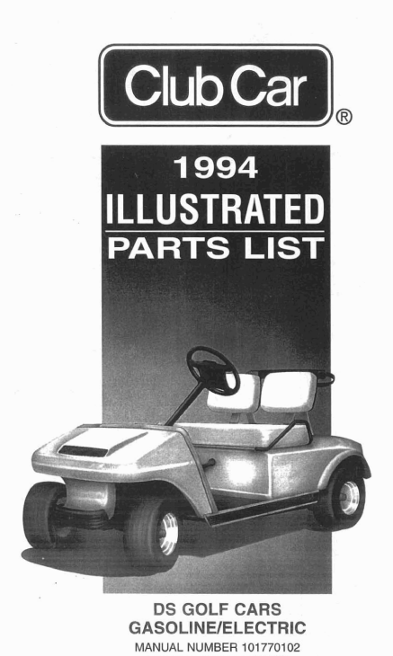 Parts Manual for Club Car DS Golf Cart 1994