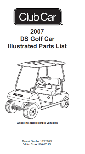 Parts Manual for Club Car DS Golf Cart 2007
