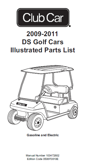Parts Manual for Club Car DS Golf Cart 2009-2011