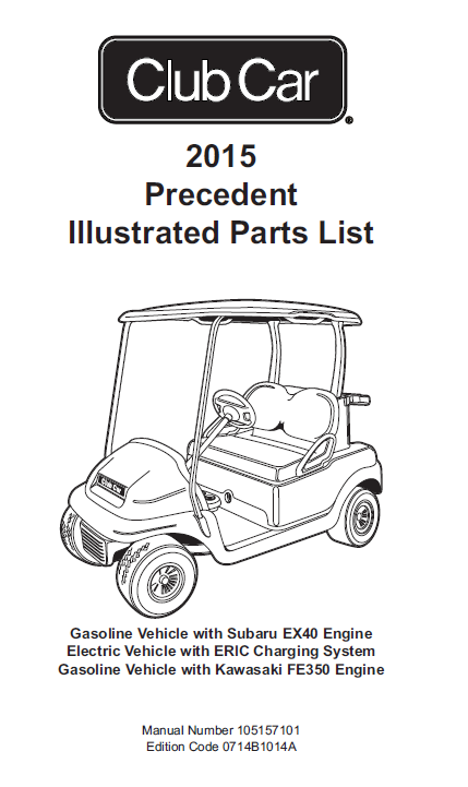 Parts Manual for Club Car Precedent Golf Cart 2015