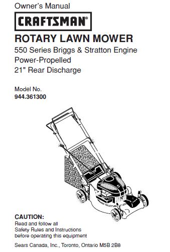 944.361300 Manual for Craftsman 21" Lawn Mower