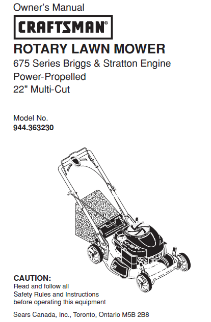 Craftsman 6.75 lawn mower manual deals