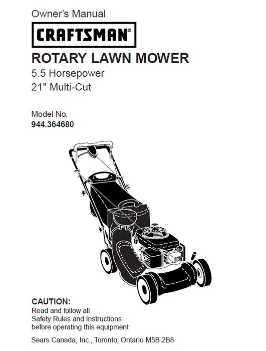 944.364680 Manual for Craftsman 21" 5.5 HP Mower
