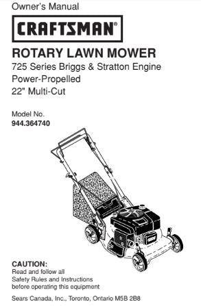 944.364740 Manual for Craftsman 22" Lawn Mower