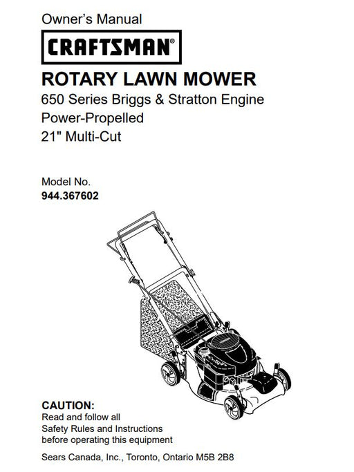 944.367602 Manual for Craftsman 21" Multi Cut Lawn Mower