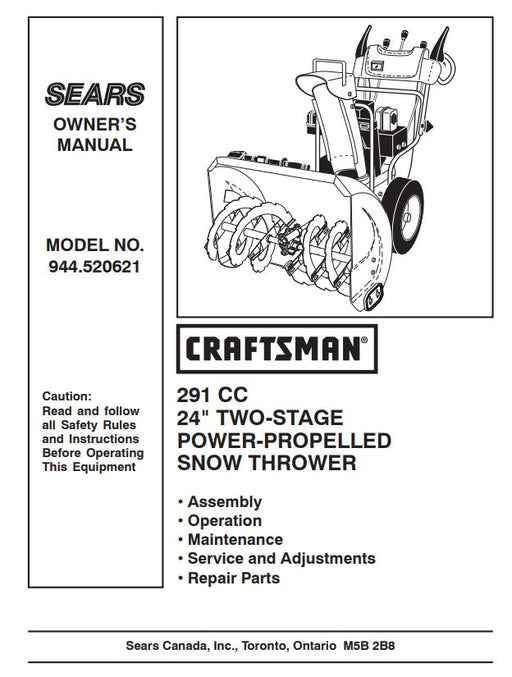 944.520621 Manual for Craftsman 24" Snow Thrower  | Drmower.ca