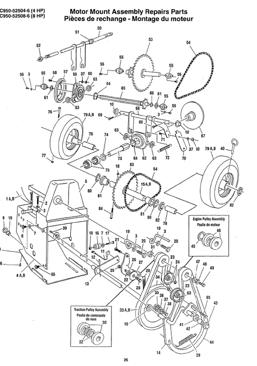 Craftsman Snowblower Parts List for Models C950 52504 6 C950 52508 6 DR Mower Parts