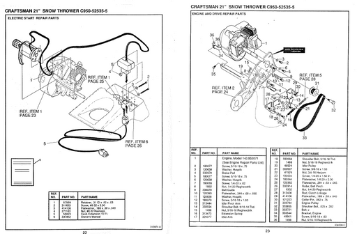 C950-52535-5 Craftsman Snowblower Parts List