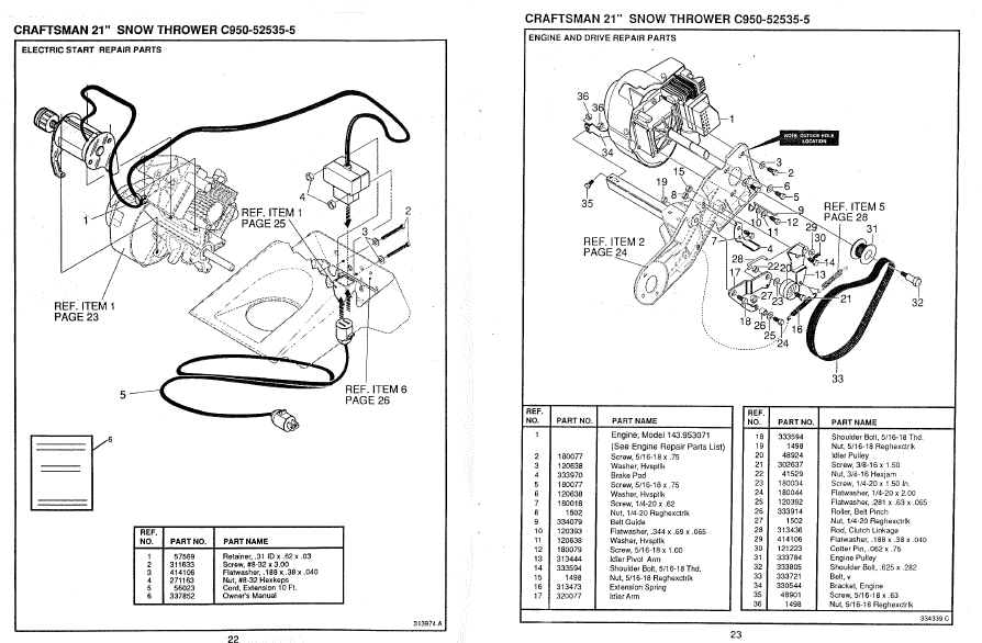 C950-52535-5 Craftsman Snowblower Parts List