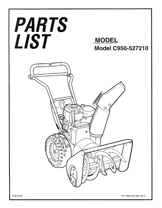 C950-52721-0 Craftsman 24" Snow Thrower Parts List