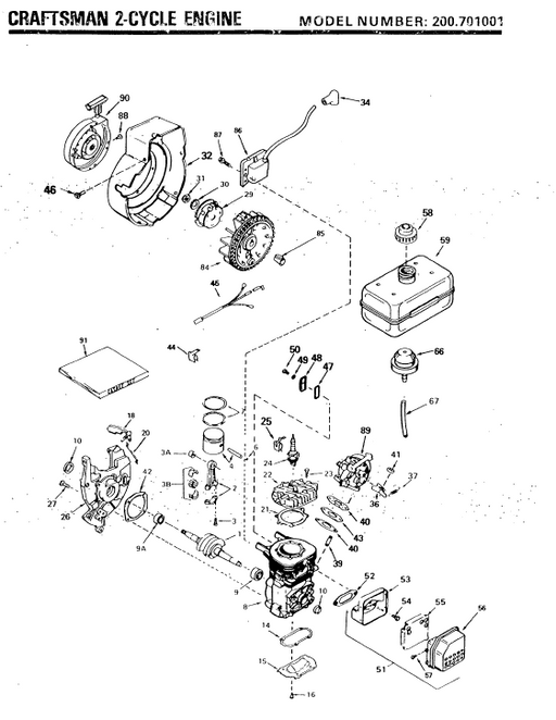 C950-52883-8 Craftsman 20" Snowthrower Parts List 71-52883-8