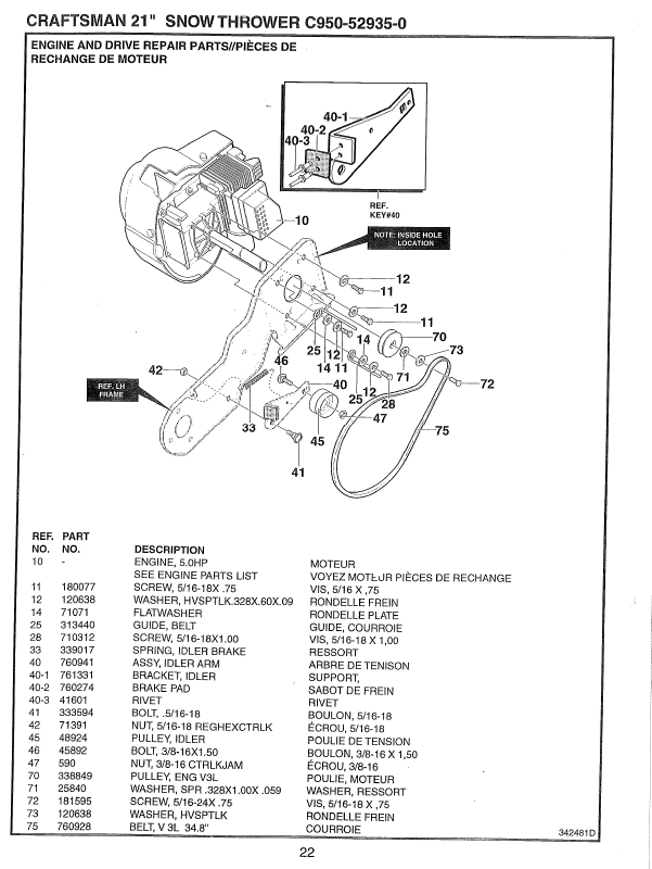 C950529350 Craftsman 21" Snowthrower Parts List — DR Mower Parts