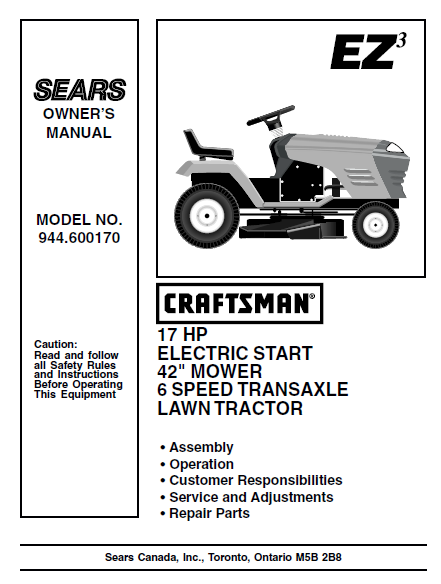 Craftsman lt1000 manual 17.5 hp deals
