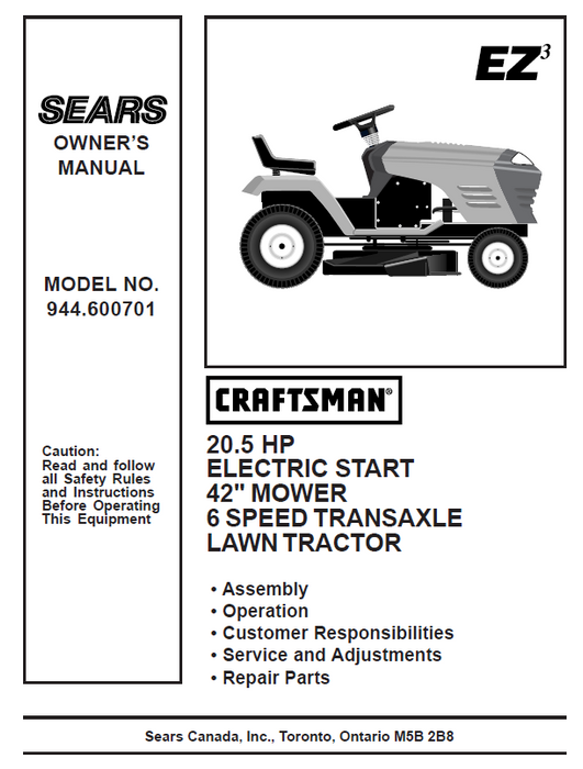 Craftsman 6.0 lawn mower manual outlet
