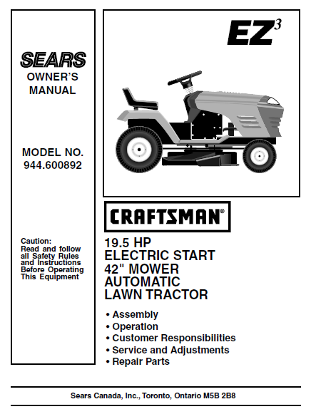 Craftsman 19.5 hp online lawn tractor
