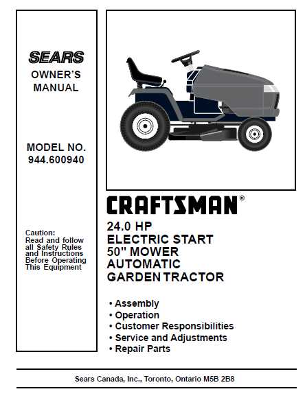 Craftsman riding mower manual hotsell