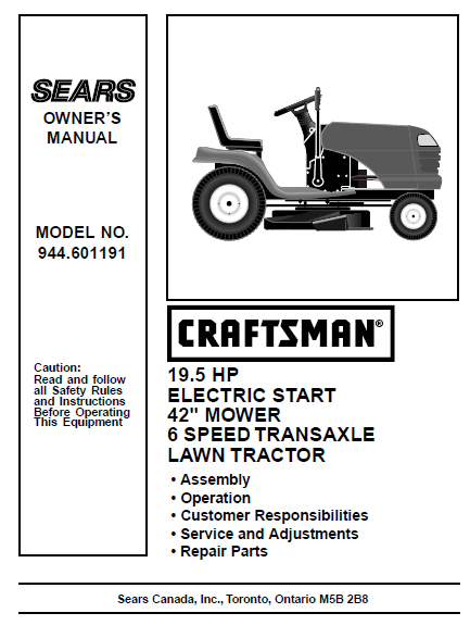 Craftsman 6.0 lawn mower manual discount