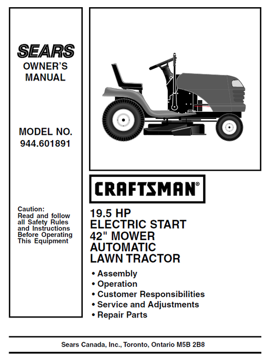 Craftsman lawn tractor manuals download sale