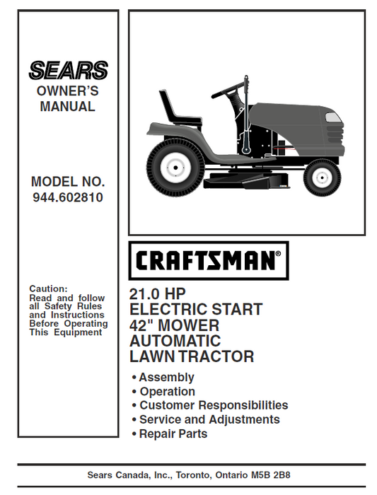 Craftsman lawn tractor online manual