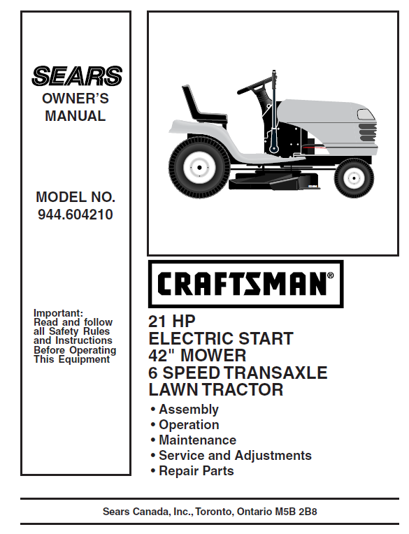 Craftsman lt1000 21 hp sale