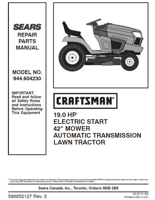 Craftsman lawn mower repair sales parts