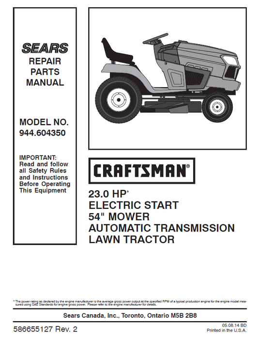 Craftsman 54 online lawn tractor
