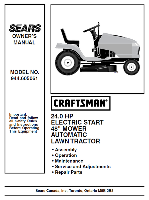 Craftsman dyt 4000 24 hp deals manual