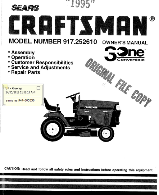 Craftsman 944.36 deals manual